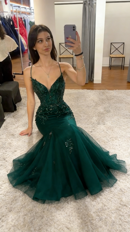 Sexy Mermaid Spaghetti Straps Burgundy Lace Tulle Prom Dresses Inspiration Prom Dress Princess Graduation Dress B355