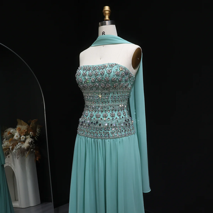 Elegant A line Strapless Lilac Chiffon Silver Beads Long Prom Dresses Inspiration Trending Evening Gowns Formal Party Prom Dress B376