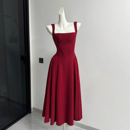 Sexy A Line Square Neck Satin Burgundy Prom Dresses Inspiration Simple Graduation Dress B459