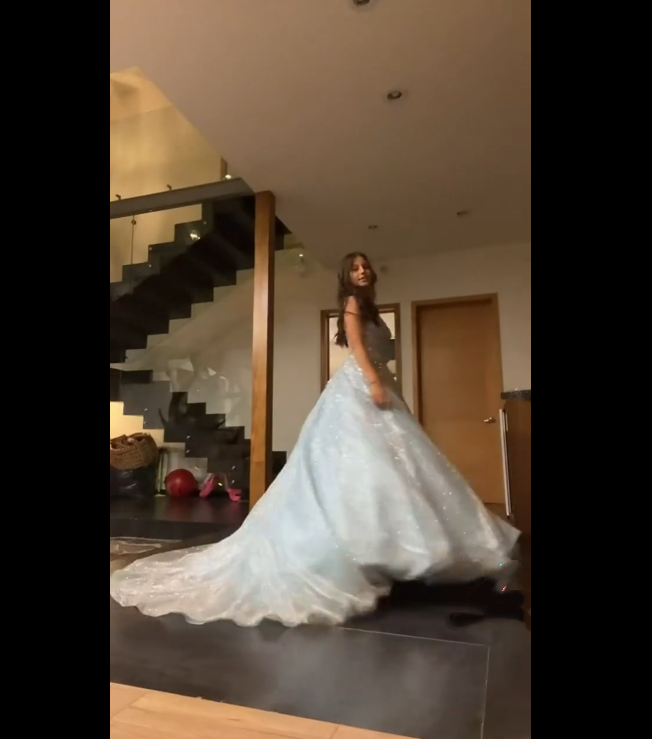 Sexy Ball Gown Spaghetti Straps Light Sky Blue Tulle Sequins Prom Dresses Inspiration Unique Graduation Dress B469
