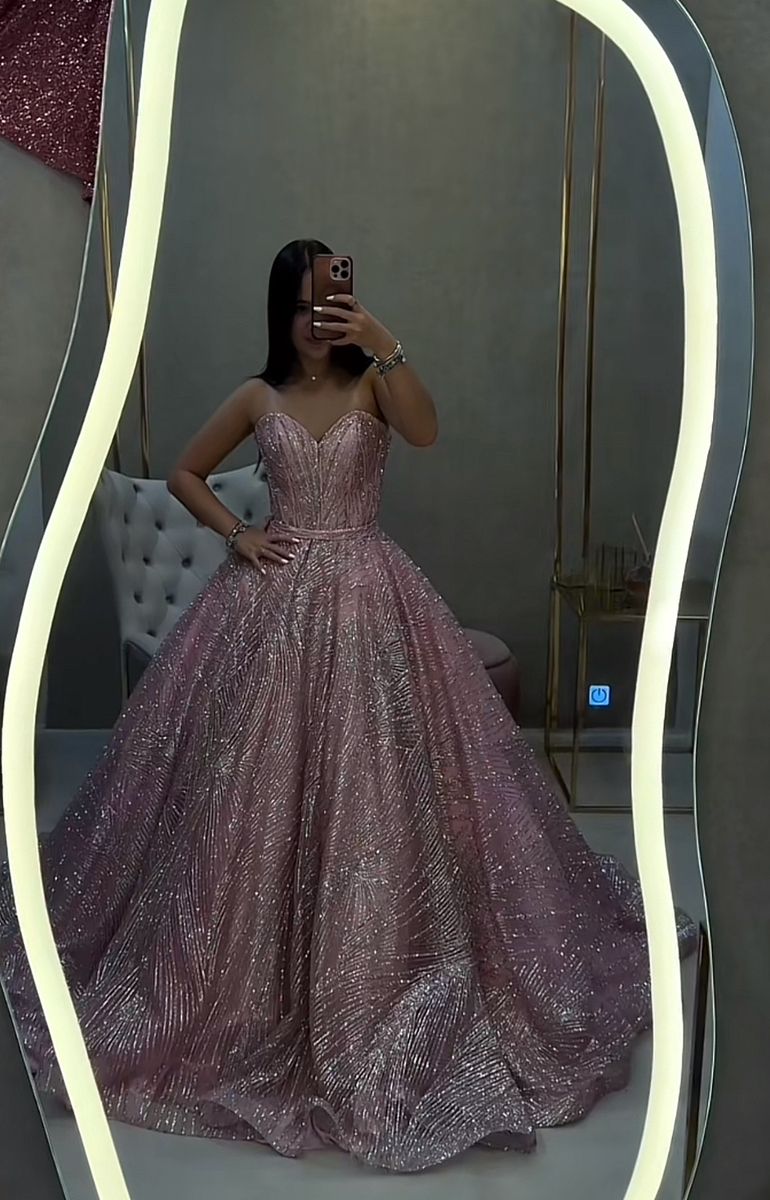 Charming Ball Gown Sweetheart Pink Sequin Prom Dresses Inspiration Prom Dress Princess Graduation Dress B530