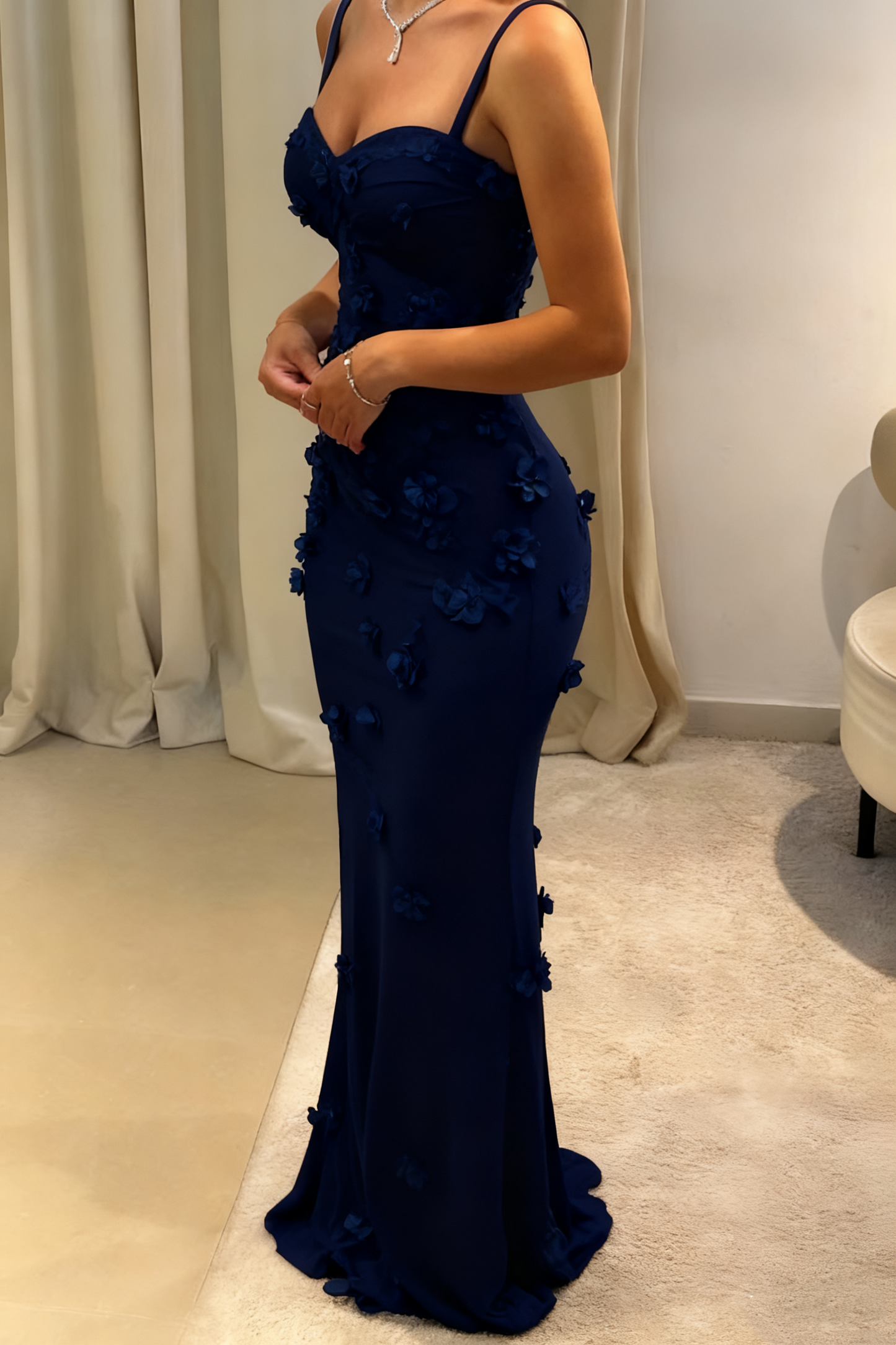 Bescheidene Meerjungfrau Spaghettiträger Hellhimmelblau Lange Ballkleider Partykleid 21. Geburtstag Outfits Abschlusskleid B626