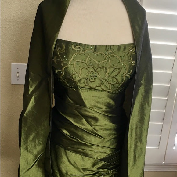 Vintage Mermaid Strapless Olive Green Taffeta Long 1950s Retro Classy Prom Dresses Party Dress 21st Birthday Outfits Graduation Dress B629