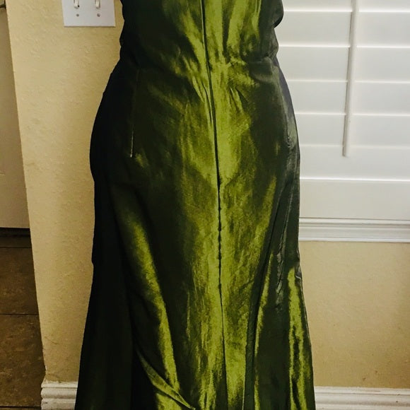 Vintage Mermaid Strapless Olive Green Taffeta Long 1950s Retro Classy Prom Dresses Party Dress 21st Birthday Outfits Graduation Dress B629