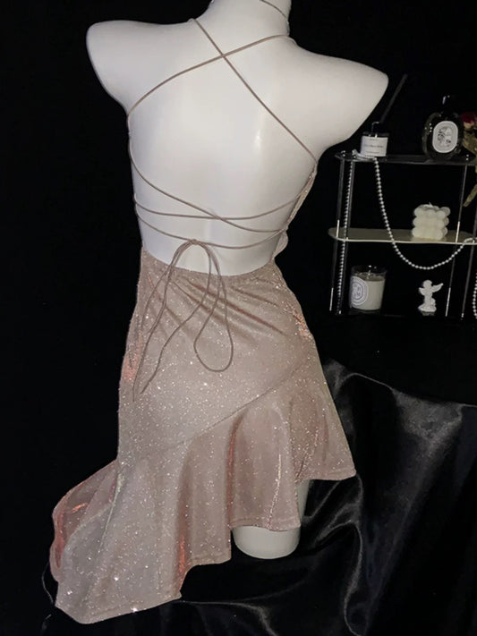 Sexy Etuikleid Spaghettiträger Pailletten Kurz 16. Geburtstagskleid Homecoming Kleider Cocktailkleid B654