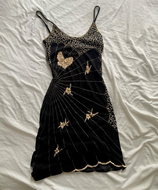 Vintage A-Linie Spaghettiträger Chiffon Schwarz Kurz 16. Geburtstagskleid Homecoming Kleider Cocktailkleid B676