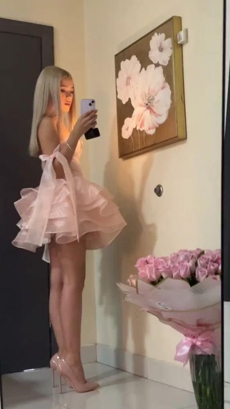 Trendy Ballkleid Spaghettiträger Rosa Kurzes Kleid zum 16. Geburtstag Freshman Homecoming Kleider Cocktailkleid B689