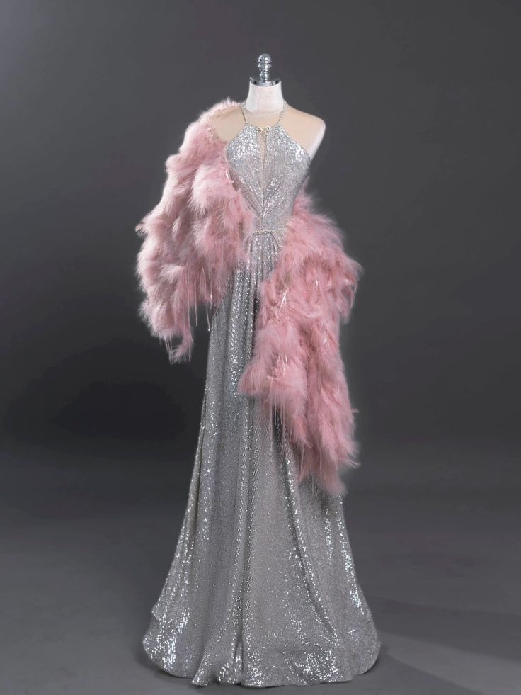 Elegant A Line Halter Silver Sequin Sparkly Long Floor Length Prom Dress Inspiration Prom Dresses B85