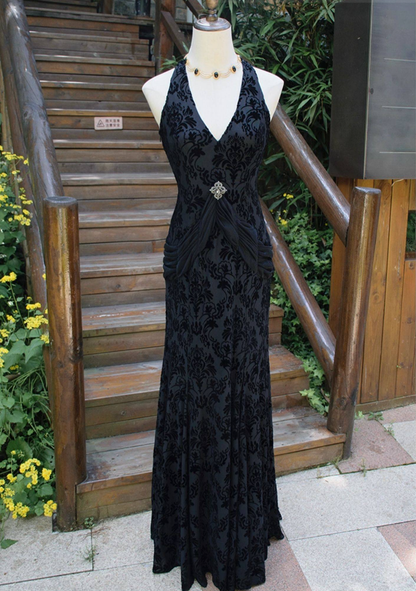 Robe de bal sirène vintage années 50, col en V, velours blanc et dentelle, inspiration robe de soirée longue rétro, tenue pour un 20e anniversaire AB2343