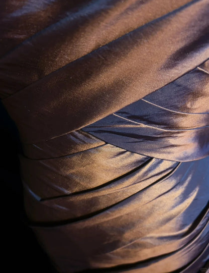 Vintage Ballkleider Inspo Meerjungfrau Ein Schulterfrei Schokolade Mit Rüschen 80er Jahre Langes Abendkleid N2831