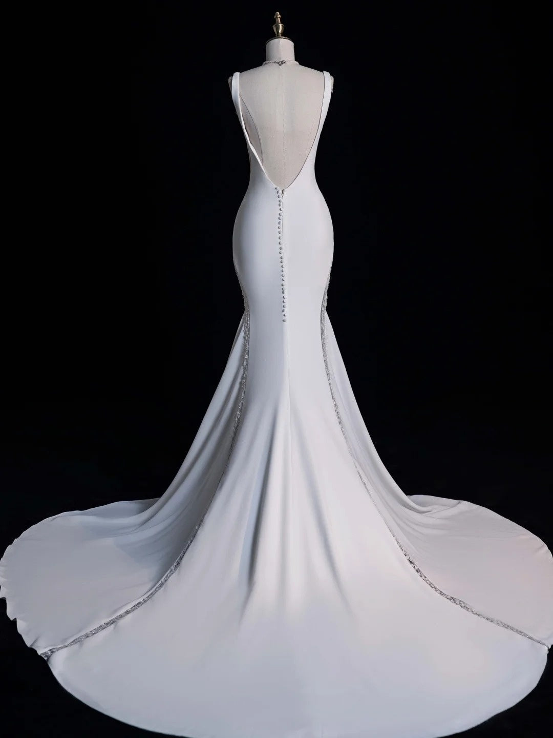 Robe de mariée blanche en satin sans manches, col en V, style sirène simple, robe de mariée féérique d'automne N543