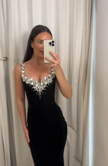 Robe de soirée sirène noire moulante élégante à décolleté cœur pour femme, longue, formelle, de bal, robe d'anniversaire pour femme de 16 ans, AB1221