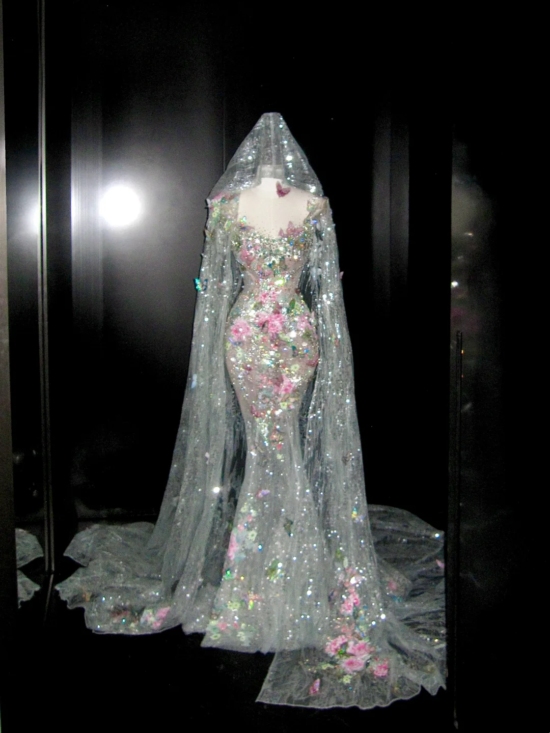 Robe de mariée sirène scintillante à col rond et dentelle à sequins floraux avec traîne, robe de mariée féerique N062