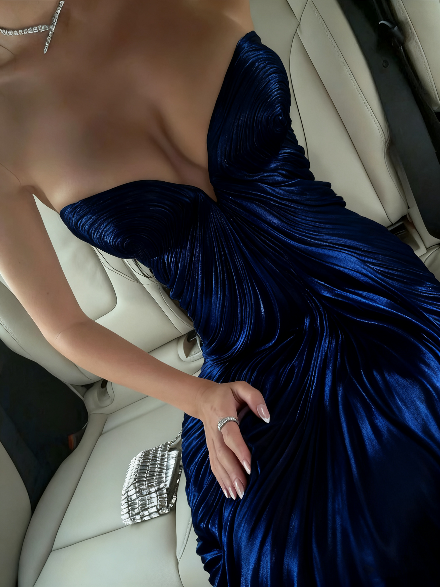 Chic Mermaid Sweetheart Shiny Chiffon Pink Ruffle Long Prom Dresses Inspiration Prom Gowns DH2921