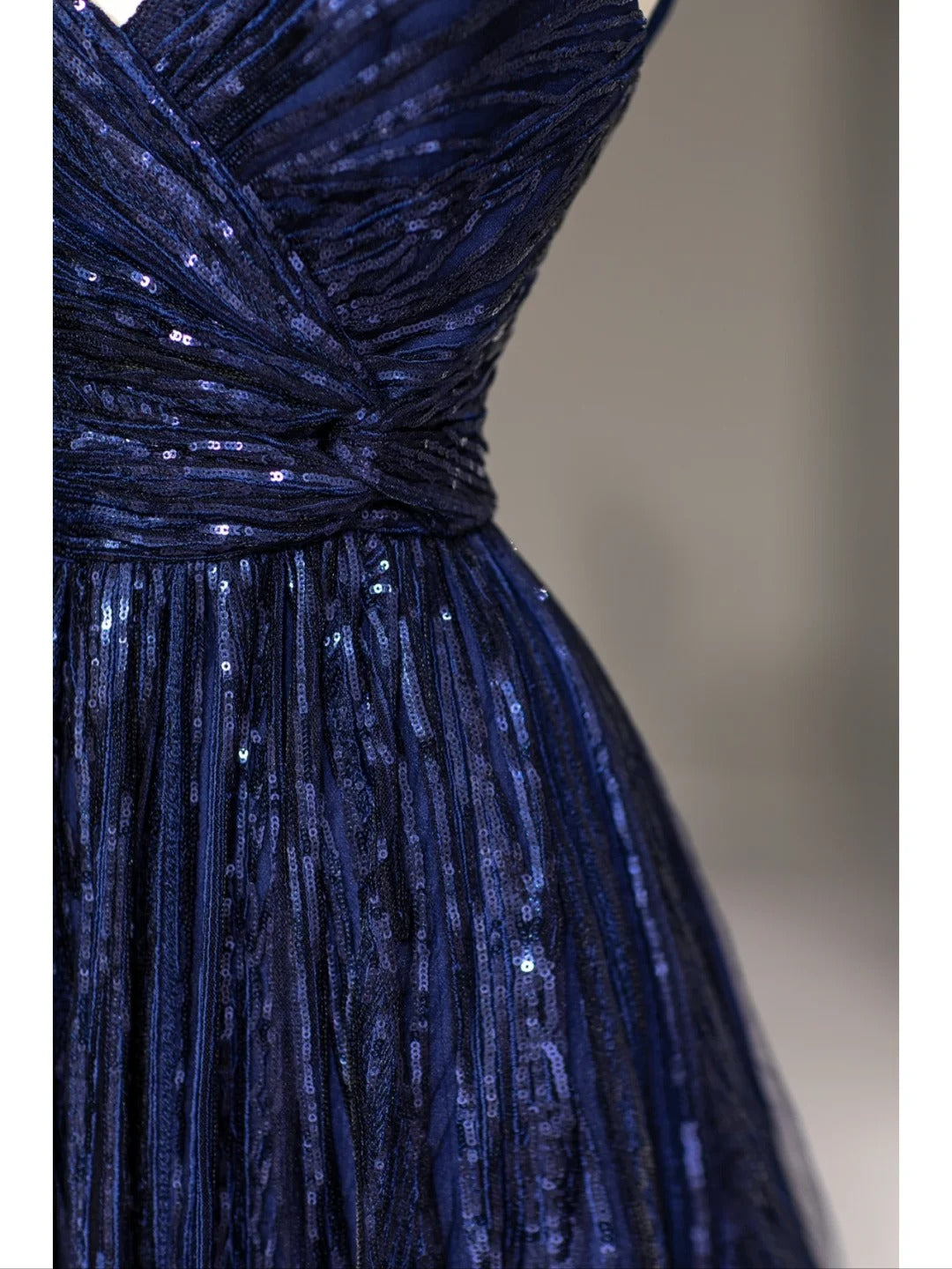 Sparkly A line Spaghetti Strap Royal Blue Sequined Long Prom Dresses Inspo Evening Outfits RB4012