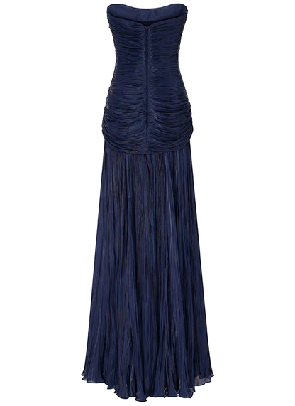 Elegant A line V Neck Navy Blue Tulle With Cape Long Formal Fancy Evening Dress Dinner Outfits Classy Party Gowns AB2022