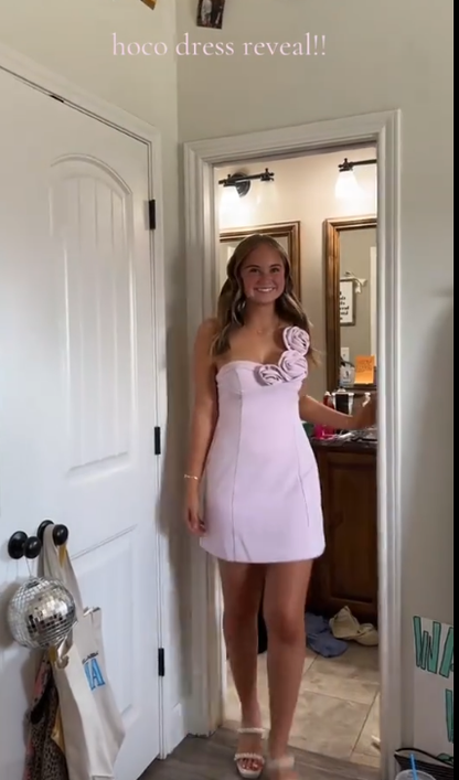 Pinkes Etui-Kleid mit One-Shoulder-Träger zum 16. Geburtstag A-Linien-Heimkehrkleider N4755