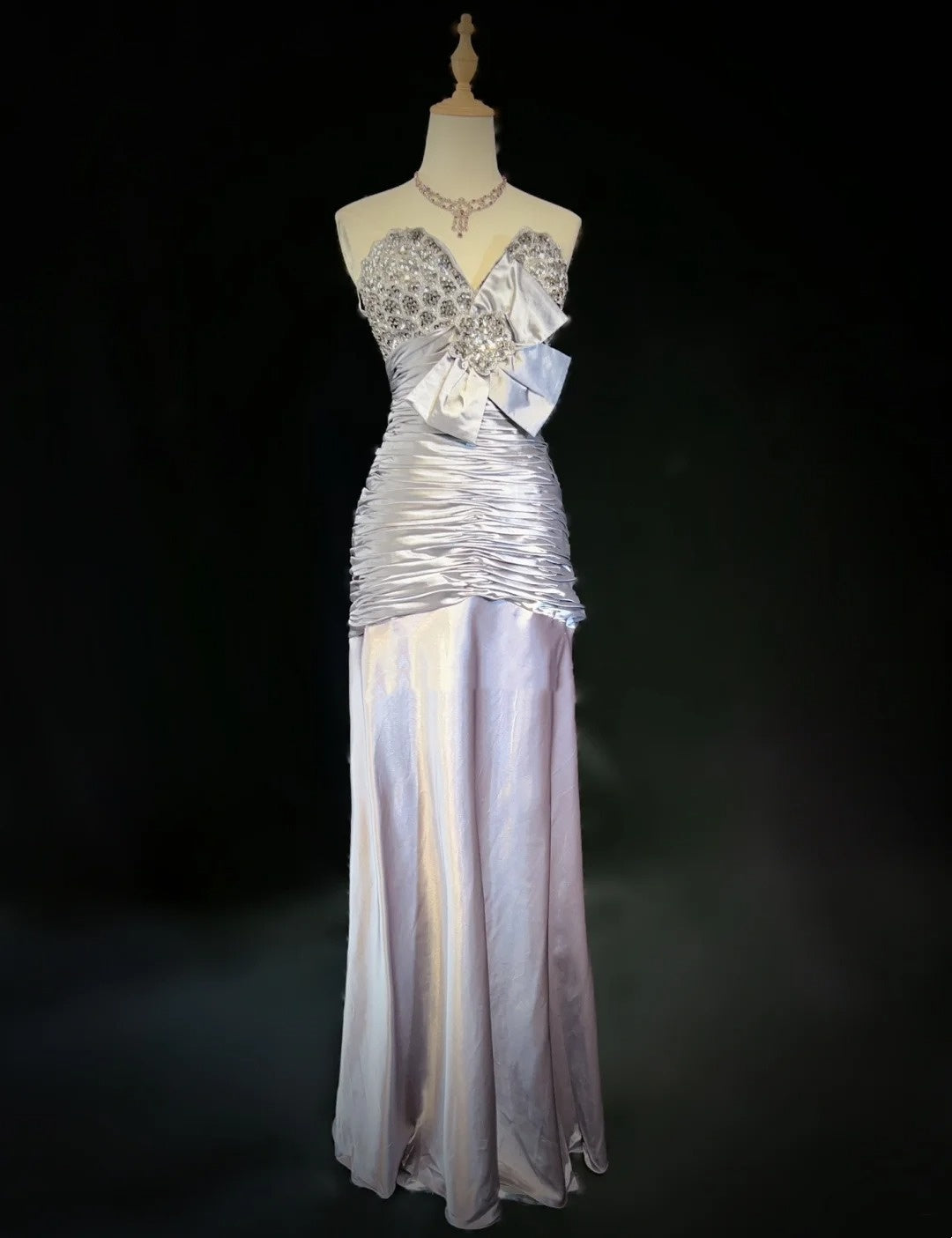 Robes de bal vintage des années 90, sirène, bustier cœur, satin perlé, longues tenues de soirée N3192