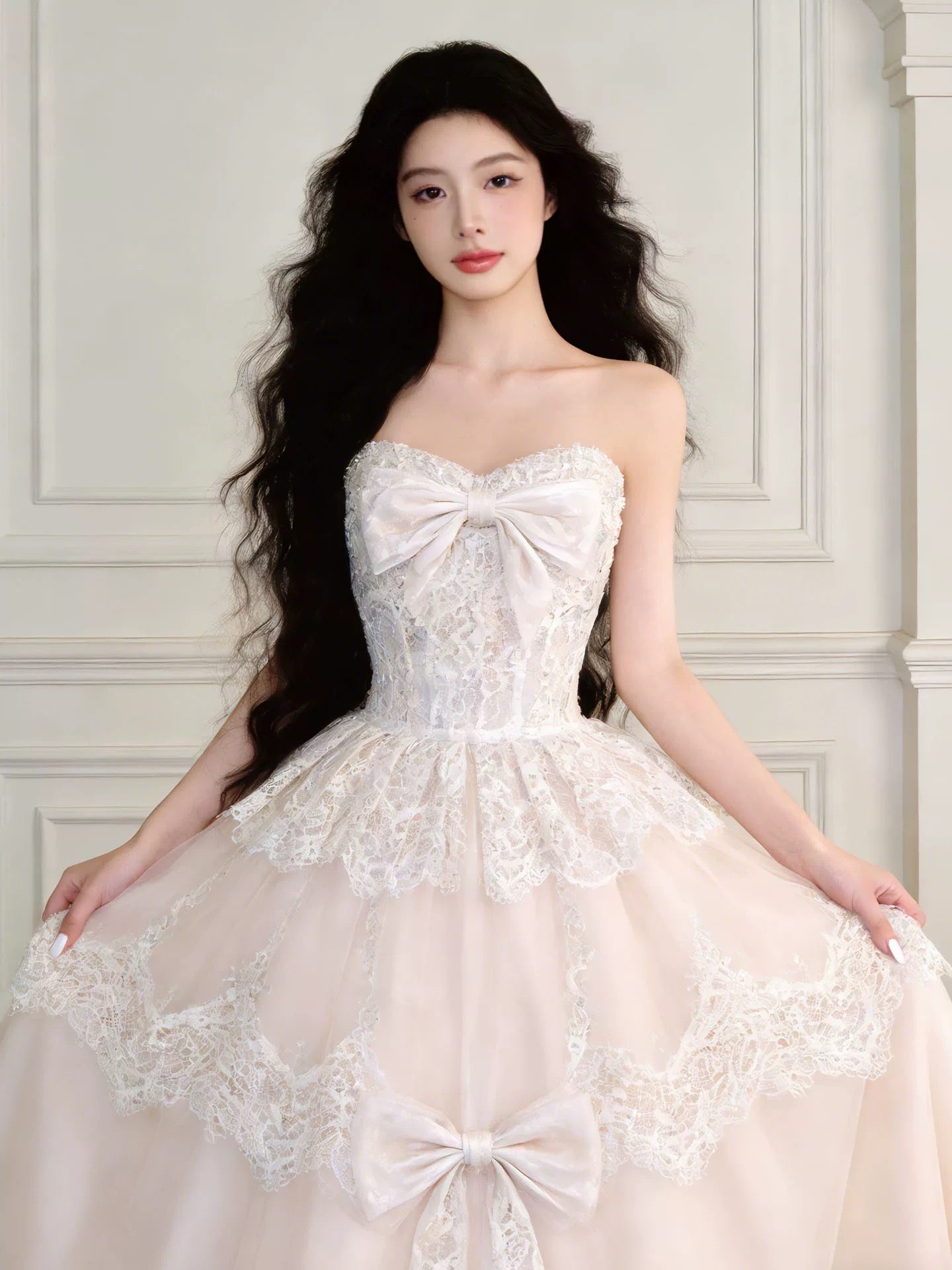 Princess Wedding Dresses Ball Gown Sweetheart Lace Long Summer Garden Wedding Dress N4106