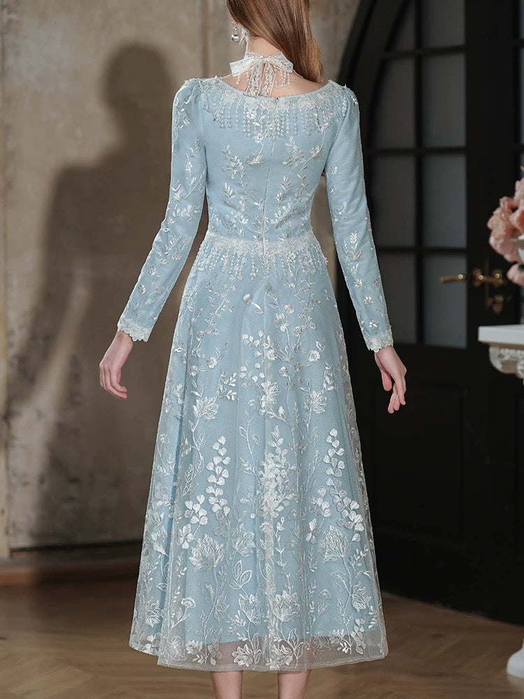Bescheidenes A-Linien-Kleid mit quadratischem Ausschnitt, blauen Pailletten, mittellang, zum 18. Geburtstag, elegantes Outfit, formelle Ballkleider N4113