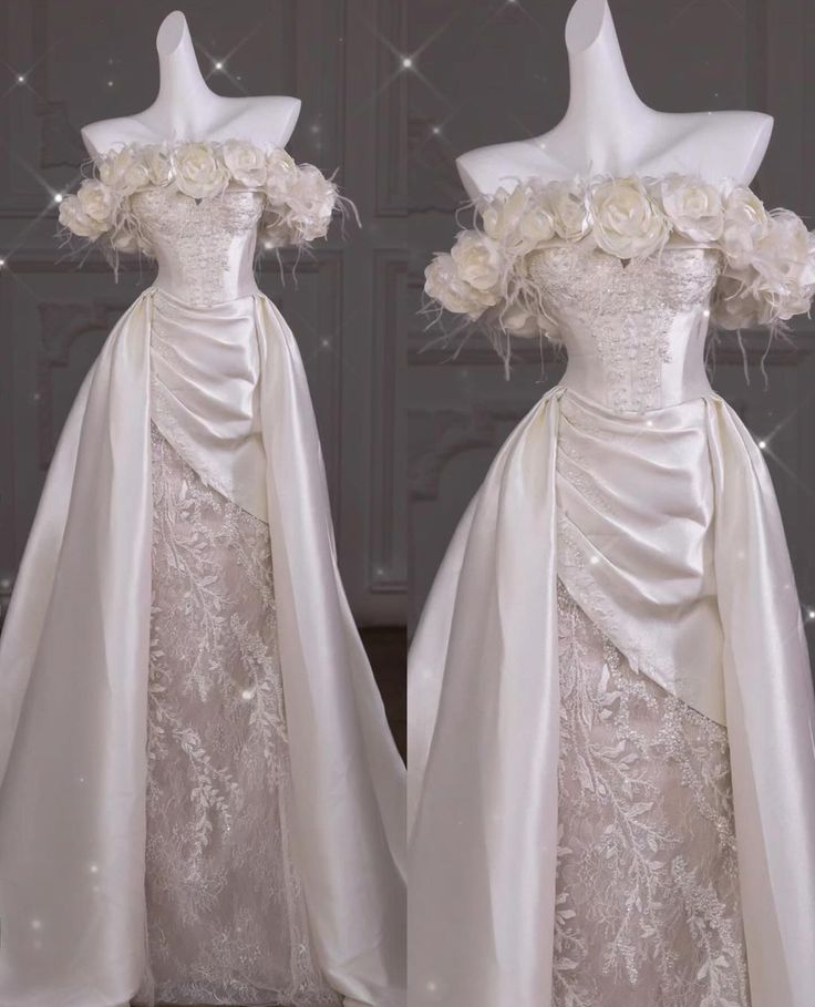 Wedding Dress Timeless Mermaid Off The Shoulder Lace White With 3D Flowers Floor Length Bridal Gown RC1378