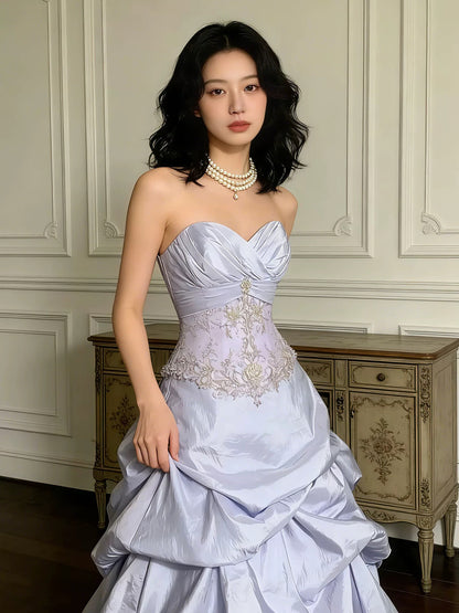 Modest Ball Gowns Sweetheart Lilac Satin Birthday Elegant Outfit Formal Prom Dresses N4088