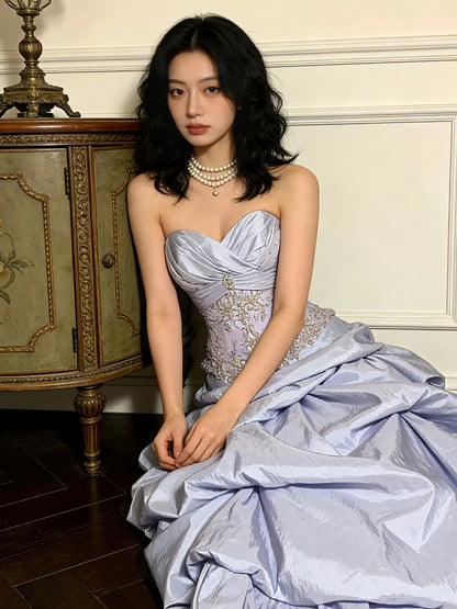 Modest Ball Gowns Sweetheart Lilac Satin Birthday Elegant Outfit Formal Prom Dresses N4088