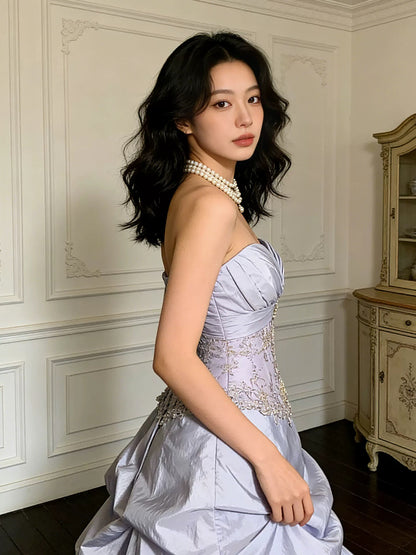 Modest Ball Gowns Sweetheart Lilac Satin Birthday Elegant Outfit Formal Prom Dresses N4088