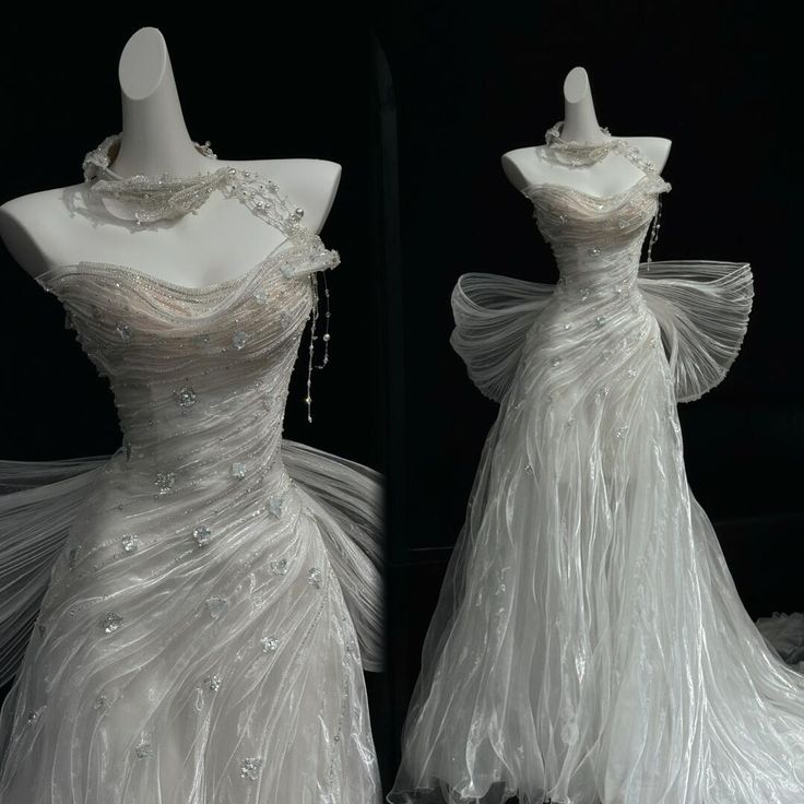 Princess Wedding Dress Mermaid Strapless Organza White With Ruffled Bow-knot Floor Length Bridal Gown RC1385