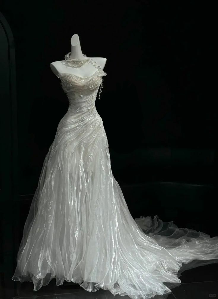 Princess Wedding Dress Mermaid Strapless Organza White With Ruffled Bow-knot Floor Length Bridal Gown RC1385