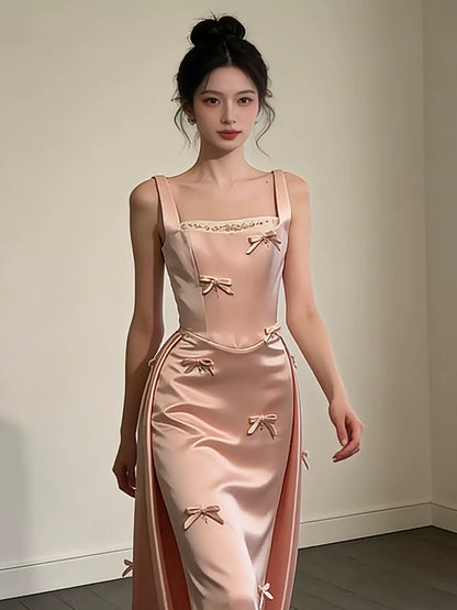 Niedliches Scheiden-Quadrat Pink Satiniert 18. Geburtstag Elegantes Outfit Formelle Lange Ballkleider N4126