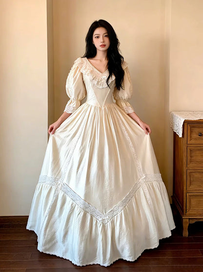 Robes de mariée intemporelles, robes de bal, col en V, manches longues, dentelle, robe de mariée d'été N4275