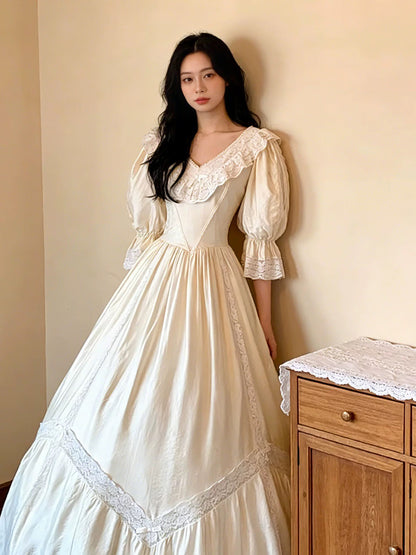 Robes de mariée intemporelles, robes de bal, col en V, manches longues, dentelle, robe de mariée d'été N4275