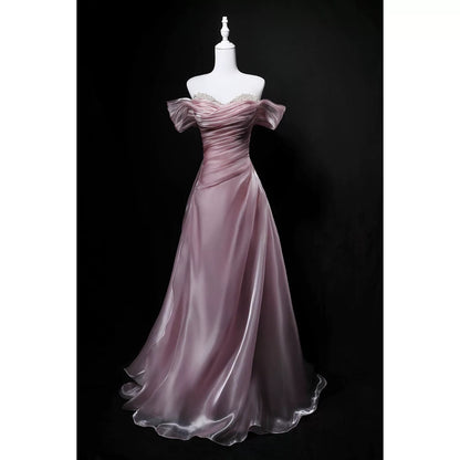 Bescheidene Ballkleider schulterfrei blau kurze Ärmel Geburtstag elegantes Outfit formelle lange Ballkleider N4142