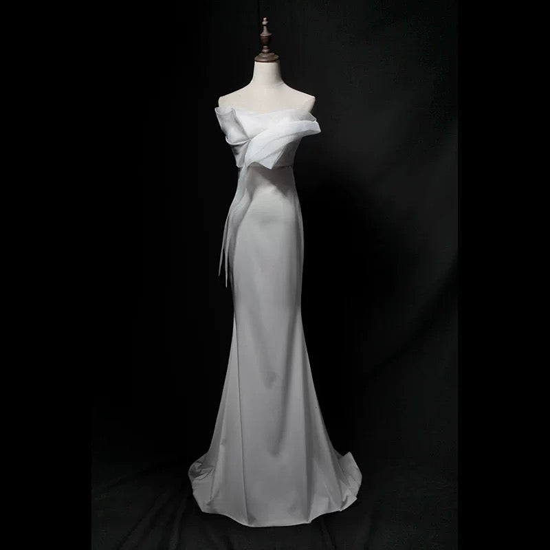 Robes de mariée de style français Sirène bustier blanc longue robe de mariée d'été pour jardin N4144