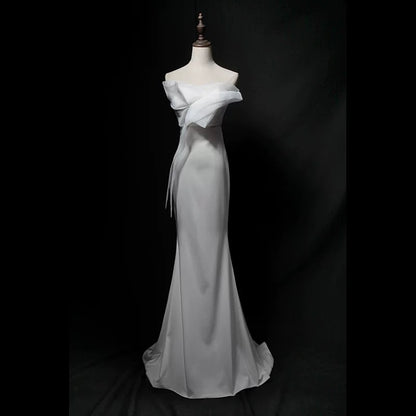 Robes de mariée de style français Sirène bustier blanc longue robe de mariée d'été pour jardin N4144