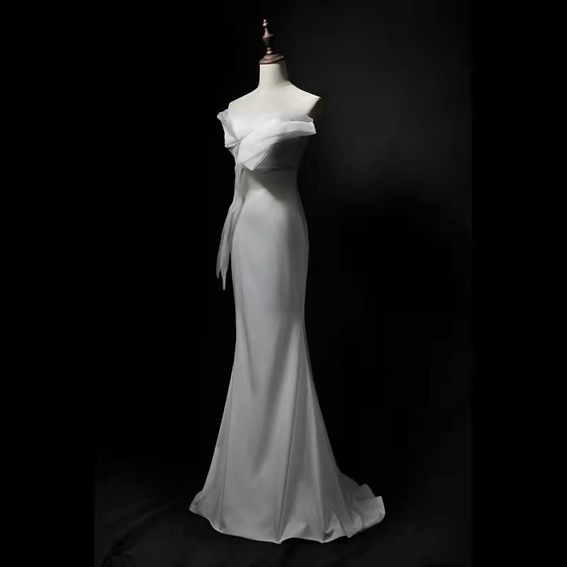 Robes de mariée de style français Sirène bustier blanc longue robe de mariée d'été pour jardin N4144
