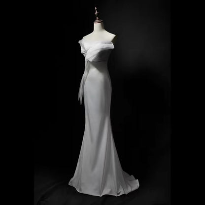 Robes de mariée de style français Sirène bustier blanc longue robe de mariée d'été pour jardin N4144