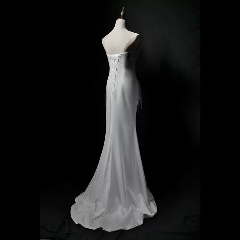 Robes de mariée de style français Sirène bustier blanc longue robe de mariée d'été pour jardin N4144
