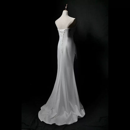 Robes de mariée de style français Sirène bustier blanc longue robe de mariée d'été pour jardin N4144