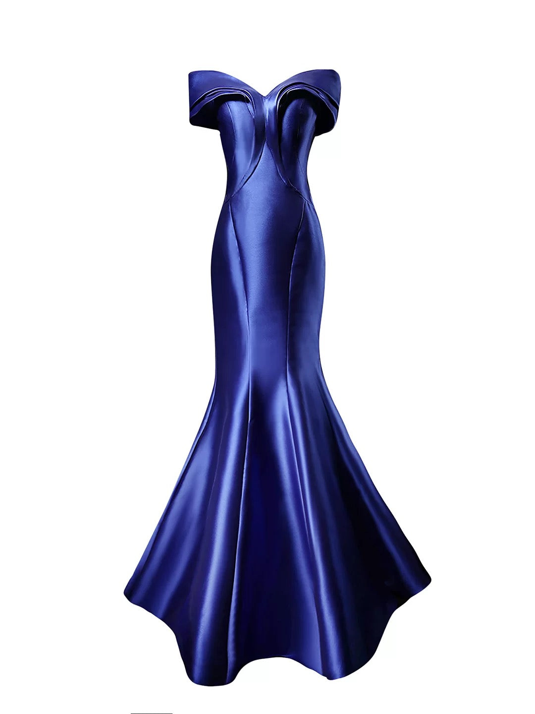 Modeste Sirène Épaules Dénudées Satin Bleu Roi 18ème Anniversaire Tenue Élégante Robes de Bal Longues Formelles N4147