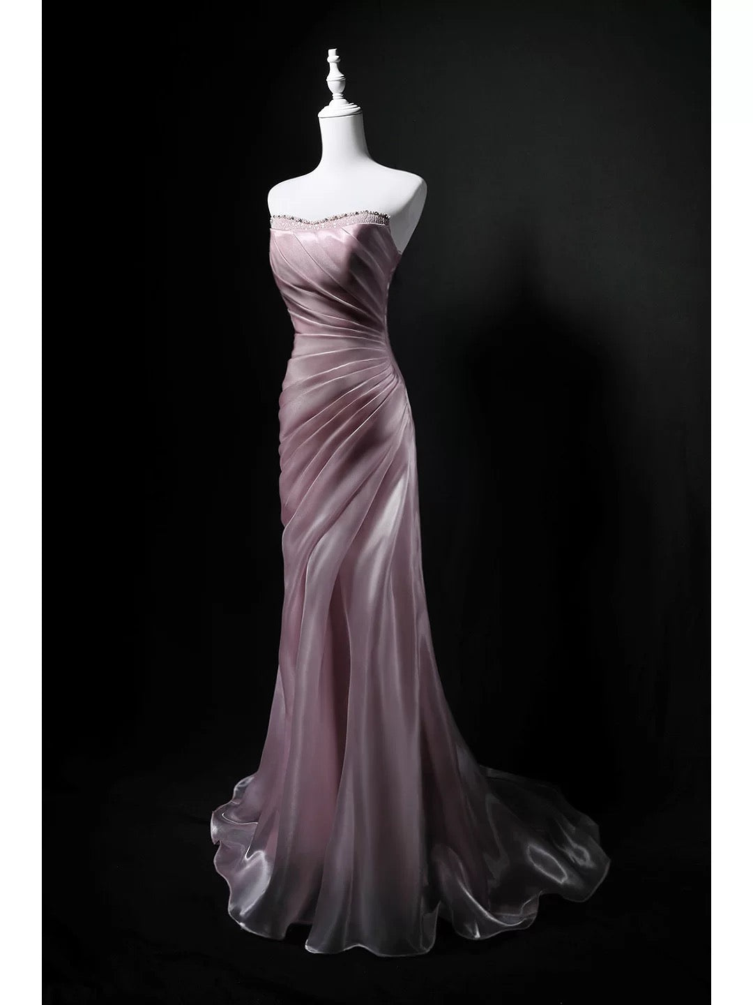 Elegantes Meerjungfrau-Kleid, trägerlos, rosa, zum 18. Geburtstag, elegantes Outfit, formelle lange Ballkleider N4154