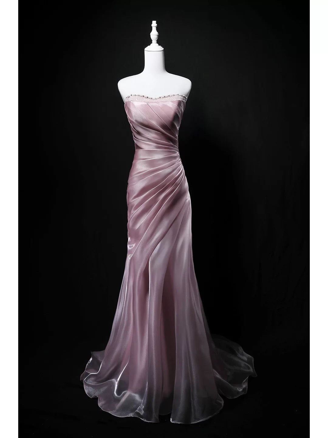 Elegantes Meerjungfrau-Kleid, trägerlos, rosa, zum 18. Geburtstag, elegantes Outfit, formelle lange Ballkleider N4154