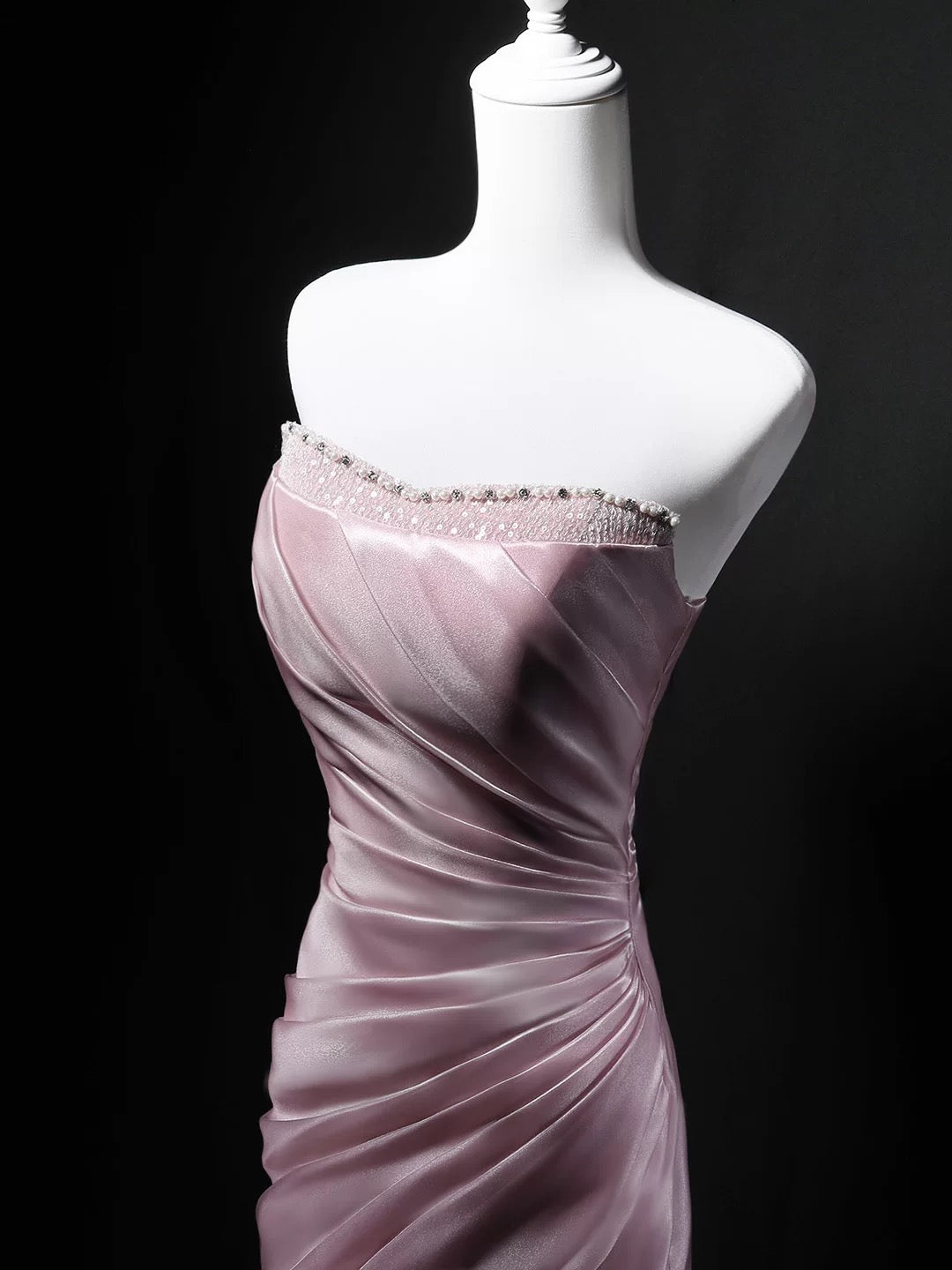 Elegantes Meerjungfrau-Kleid, trägerlos, rosa, zum 18. Geburtstag, elegantes Outfit, formelle lange Ballkleider N4154