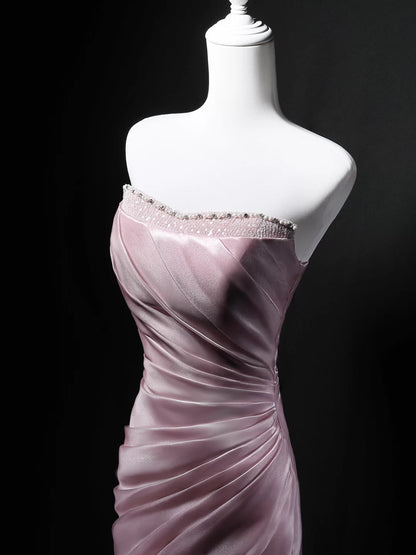 Elegantes Meerjungfrau-Kleid, trägerlos, rosa, zum 18. Geburtstag, elegantes Outfit, formelle lange Ballkleider N4154