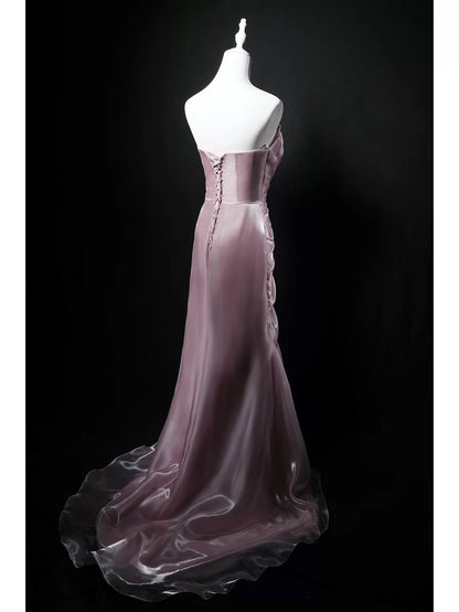 Elegantes Meerjungfrau-Kleid, trägerlos, rosa, zum 18. Geburtstag, elegantes Outfit, formelle lange Ballkleider N4154