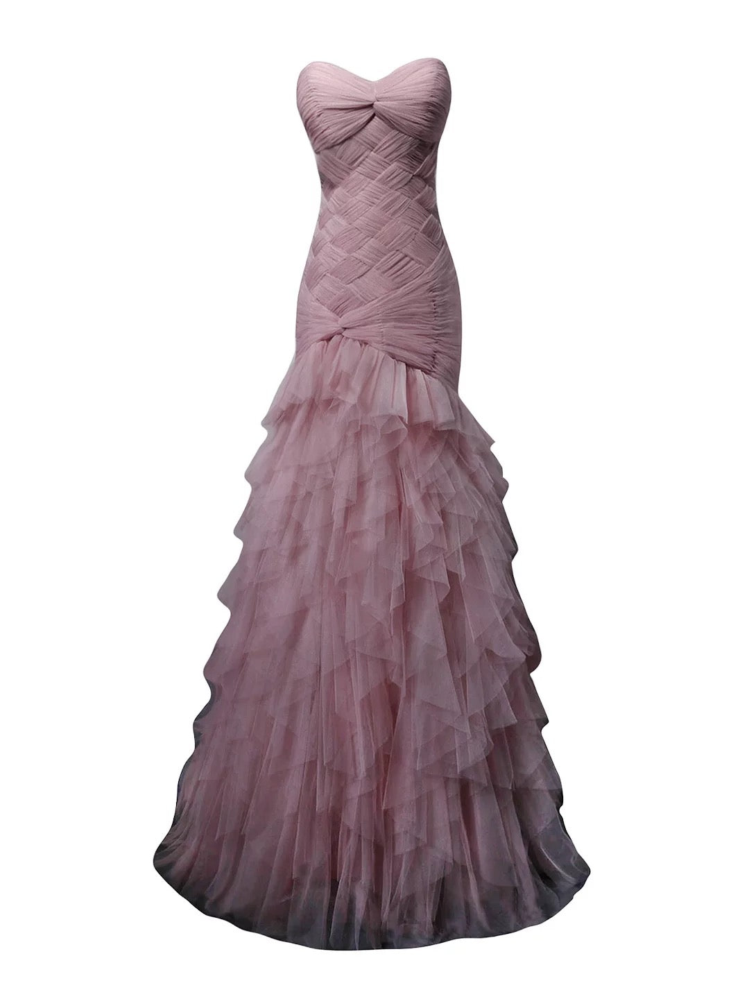 Elegant Mermaid Sweetheart Pink Pleated Tulle 18th Birthday Elegant Outfit Formal Long Prom Dresses N4153