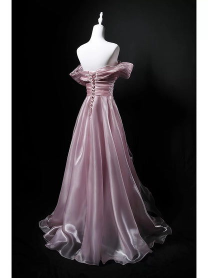 Robe de bal scintillante, épaules dénudées, rose, pour anniversaire, avec perles, tenue élégante, robes de bal de promo formelles N4157
