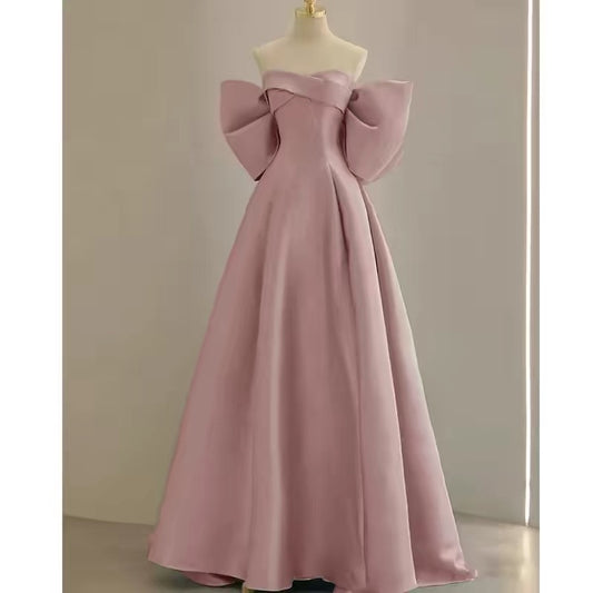 Elegante Abschlussballkleider A-Linie Sweetheart Pink Satin Korsett Figurbetont Abend Lang Formelle Party Outfits RB3734