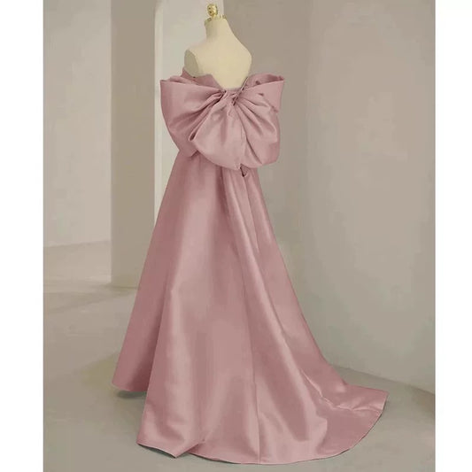 Elegante Abschlussballkleider A-Linie Sweetheart Pink Satin Korsett Figurbetont Abend Lang Formelle Party Outfits RB3734